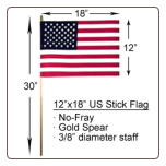 12" x 18" US Stick Flag No-Fray 12" x 18" US Stick Flag No-Fray