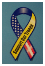 Support Our Troops with Flag Ribbon